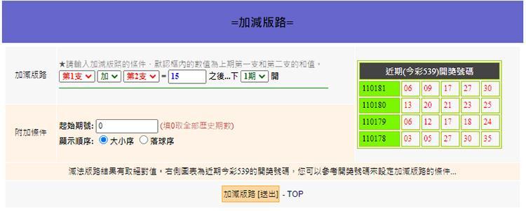 539加減版路